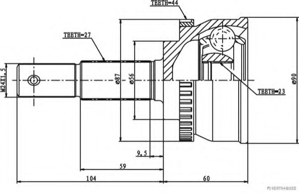 Шарнирный комплект, приводной вал HERTH+BUSS JAKOPARTS J2821144
