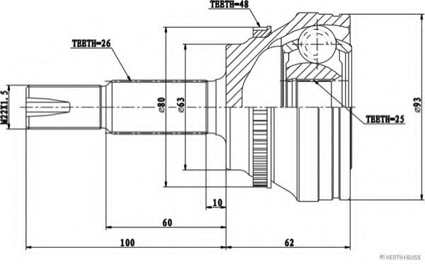 Шарнирный комплект, приводной вал HERTH+BUSS JAKOPARTS J2822141