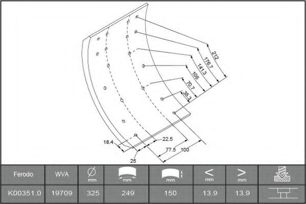 Комплект тормозных башмаков, барабанные тормоза FERODO K00351.0TG