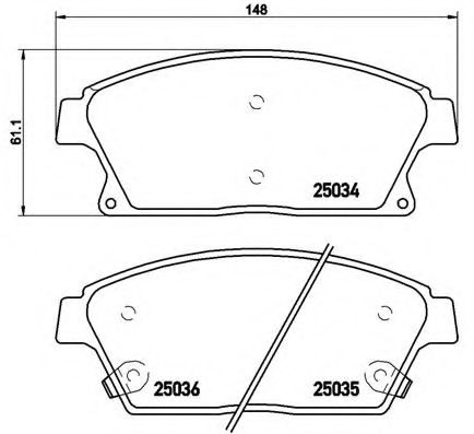 Комплект тормозных колодок, дисковый тормоз BREMBO P 59 077