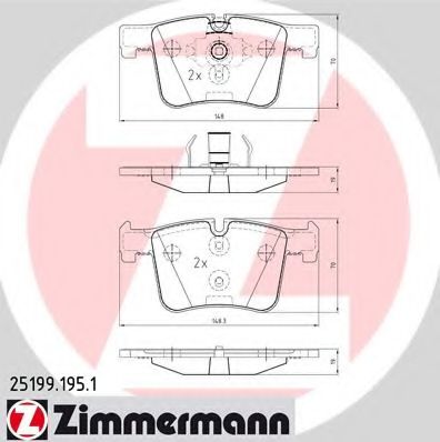 Комплект тормозных колодок, дисковый тормоз ZIMMERMANN 25199.195.1