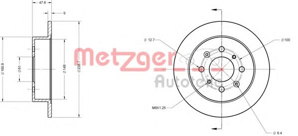 Тормозной диск METZGER 6110081