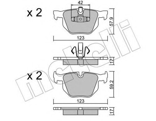 Комплект тормозных колодок, дисковый тормоз METELLI 22-0643-0