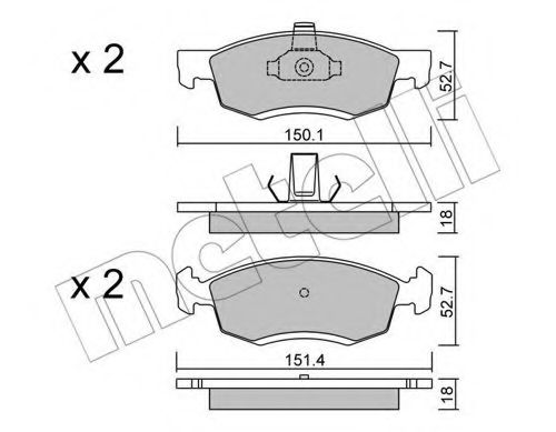 Комплект тормозных колодок, дисковый тормоз METELLI 22-0802-0