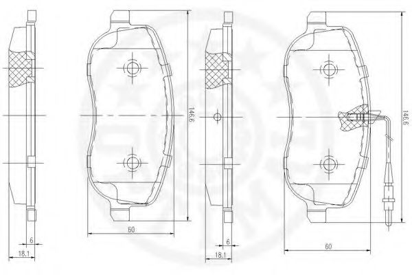 Комплект тормозных колодок, дисковый тормоз OPTIMAL 12144