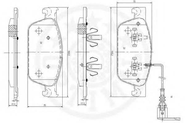 Комплект тормозных колодок, дисковый тормоз OPTIMAL 12545