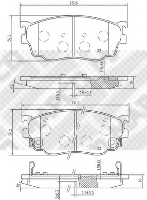 Комплект тормозных колодок, дисковый тормоз MAPCO 6743