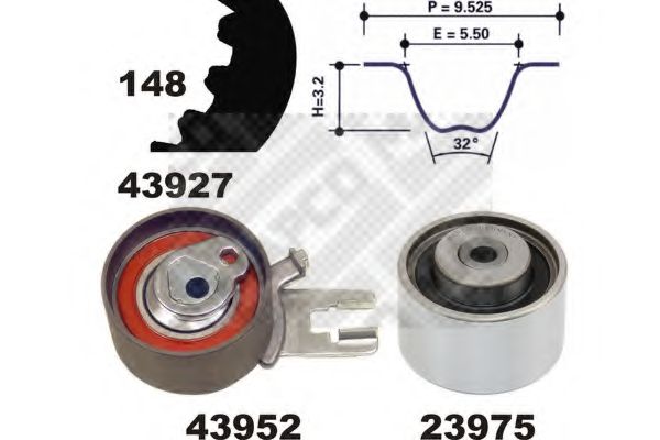 Комплект ремня ГРМ MAPCO 23927