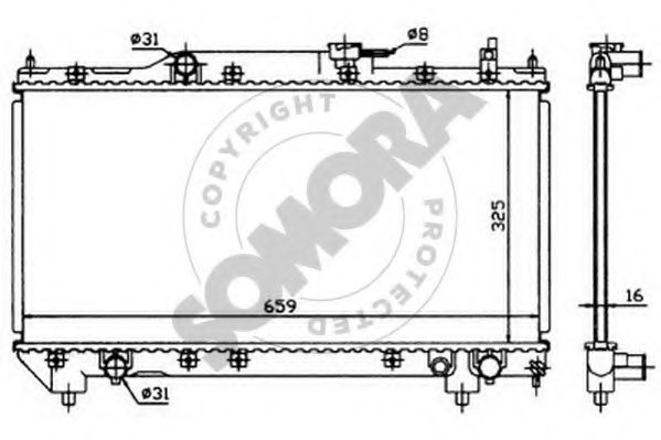 Радиатор, охлаждение двигателя SOMORA 311740