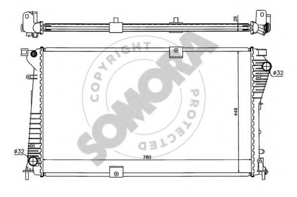 Радиатор, охлаждение двигателя SOMORA 245140B