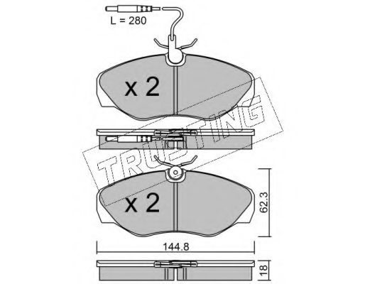 Комплект тормозных колодок, дисковый тормоз TRUSTING 347.1