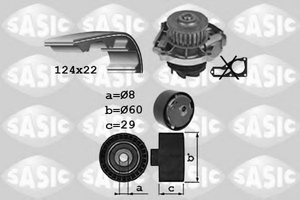 Водяной насос + комплект зубчатого ремня SASIC 3906038