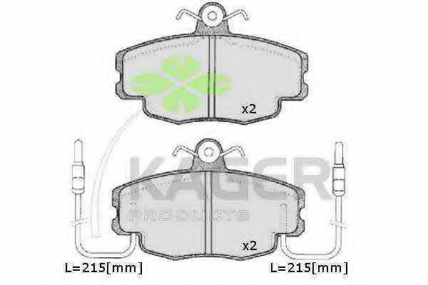 Комплект тормозных колодок, дисковый тормоз KAGER 350005