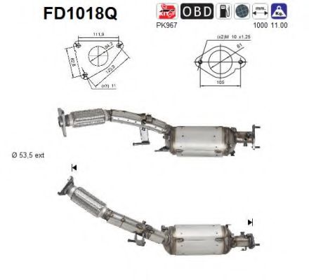 Сажевый / частичный фильтр, система выхлопа ОГ AS FD1018Q