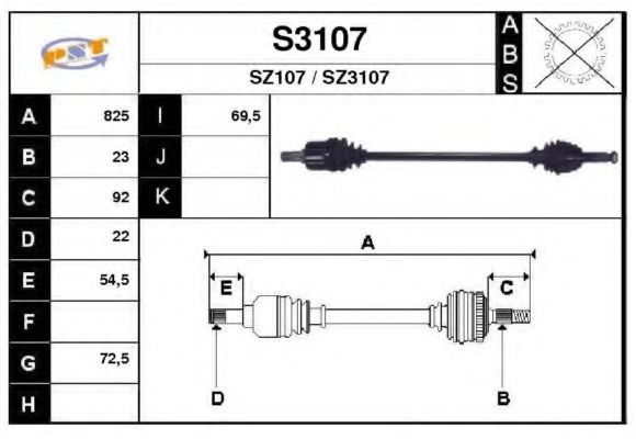 Приводной вал SNRA S3107