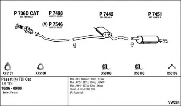 Система выпуска ОГ FENNO VW264