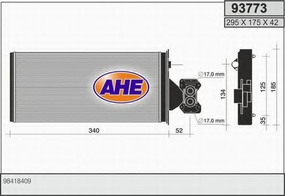 Теплообменник, отопление салона AHE 93773