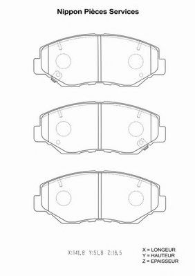 Комплект тормозных колодок, дисковый тормоз NPS PA401AF