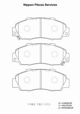 Комплект тормозных колодок, дисковый тормоз NPS H360A03