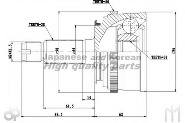 Шарнирный комплект, приводной вал ASHUKI HO-8054I