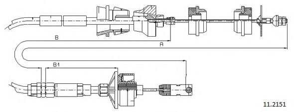 Трос, управление сцеплением CABOR 112151