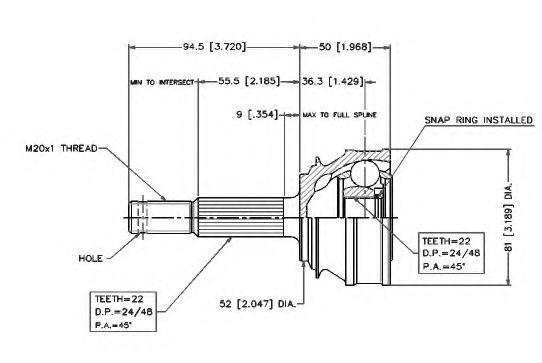 Шарнирный комплект, приводной вал VEMA 18223