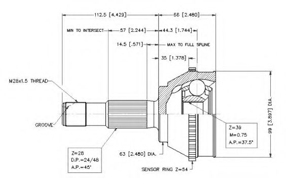 Шарнирный комплект, приводной вал VEMA 18262