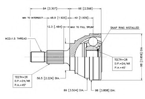 Шарнирный комплект, приводной вал VEMA 18568
