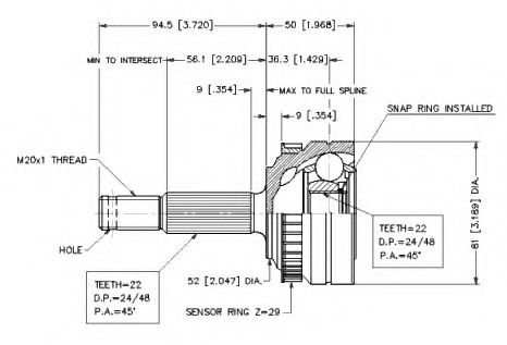 Шарнирный комплект, приводной вал VEMA 18624