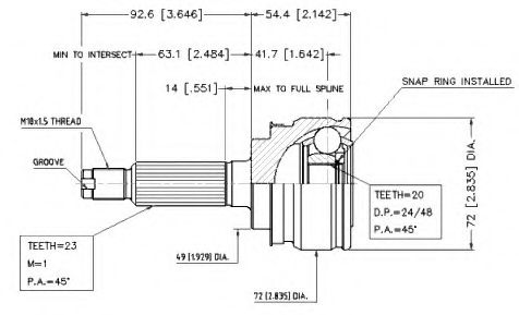 Шарнирный комплект, приводной вал VEMA 18782