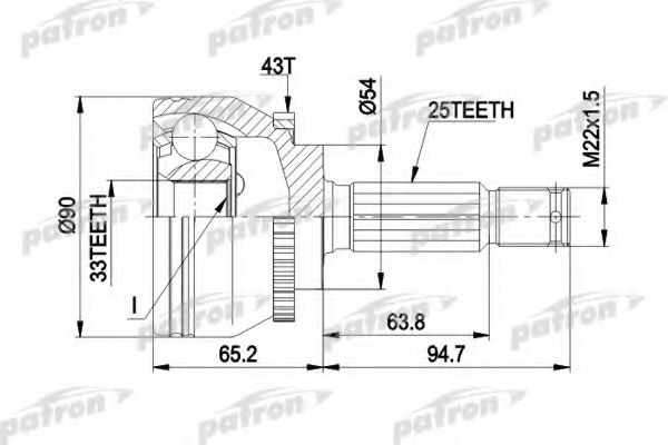 Шарнирный комплект, приводной вал PATRON PCV5052