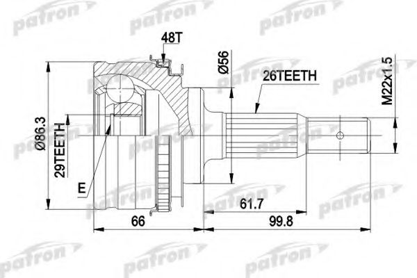 Шарнирный комплект, приводной вал PATRON PCV9012