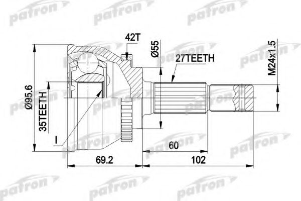 Шарнирный комплект, приводной вал PATRON PCV9094