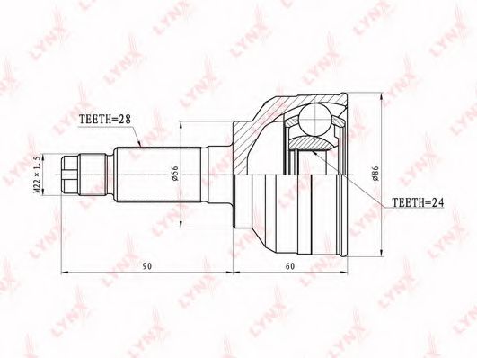 Шарнирный комплект, приводной вал LYNXauto CO-4400