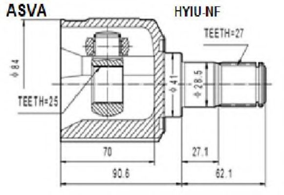 Шарнирный комплект, приводной вал ASVA HYIU-NF