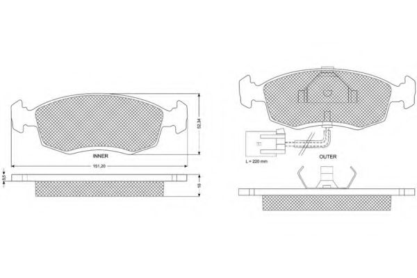 Комплект тормозных колодок, дисковый тормоз PROCODIS FRANCE PF1134
