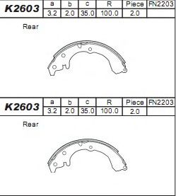 Комплект тормозных колодок ASIMCO K2603