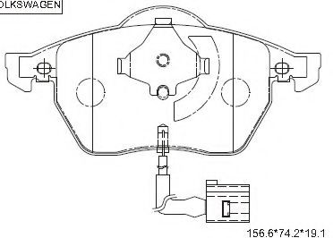 Комплект тормозных колодок, дисковый тормоз ASIMCO KD7564