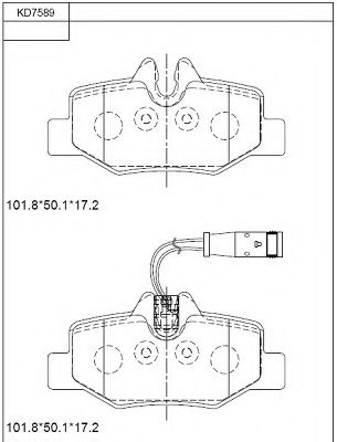 Комплект тормозных колодок, дисковый тормоз ASIMCO KD7589