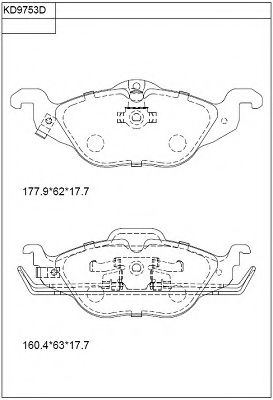 Комплект тормозных колодок, дисковый тормоз ASIMCO KD9753D