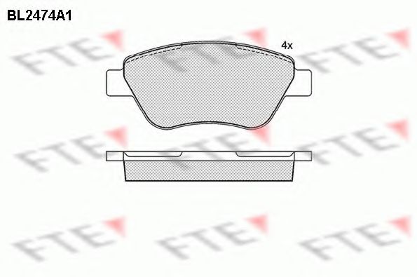 Комплект тормозных колодок, дисковый тормоз FTE BL2474A1