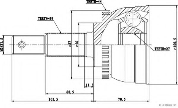 Шарнирный комплект, приводной вал HERTH+BUSS JAKOPARTS J2821146