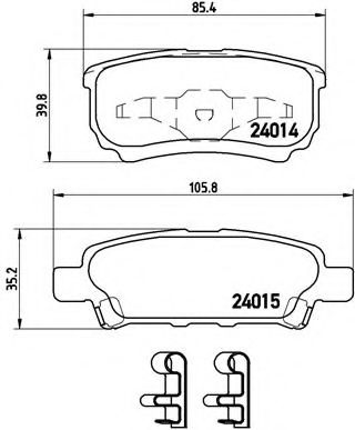 Комплект тормозных колодок, дисковый тормоз BREMBO P 54 034