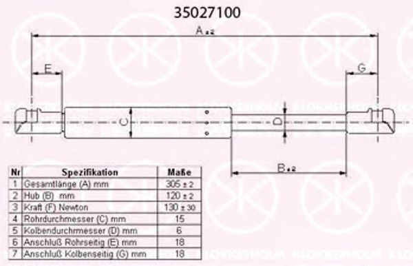 Газовая пружина, крышка багажник KLOKKERHOLM 35027100