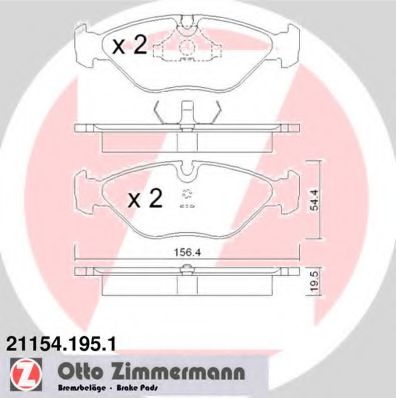 Комплект тормозных колодок, дисковый тормоз ZIMMERMANN 21154.195.1