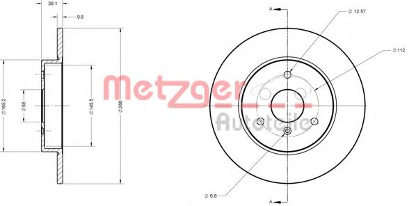 Тормозной диск METZGER 6110040