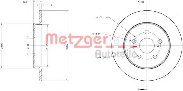 Тормозной диск METZGER 6110617