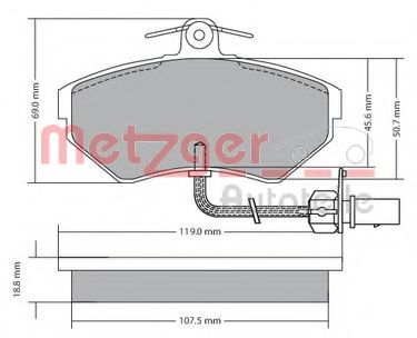 Комплект тормозных колодок, дисковый тормоз METZGER 1170082