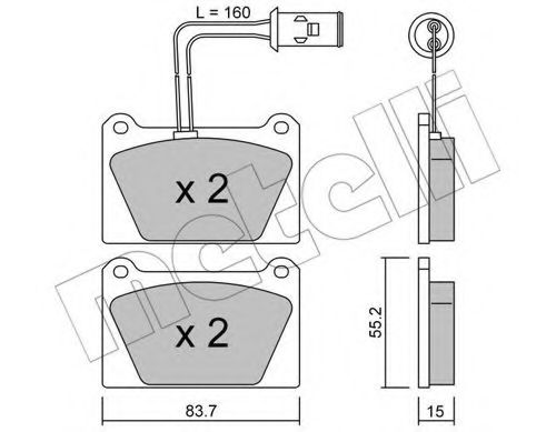 Комплект тормозных колодок, дисковый тормоз METELLI 22-0052-1
