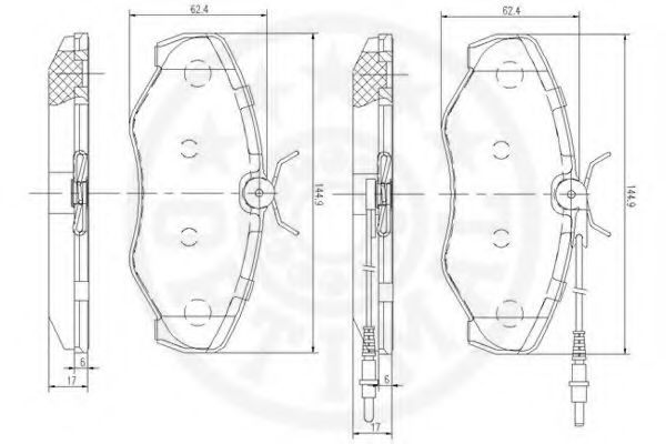 Комплект тормозных колодок, дисковый тормоз OPTIMAL 12461